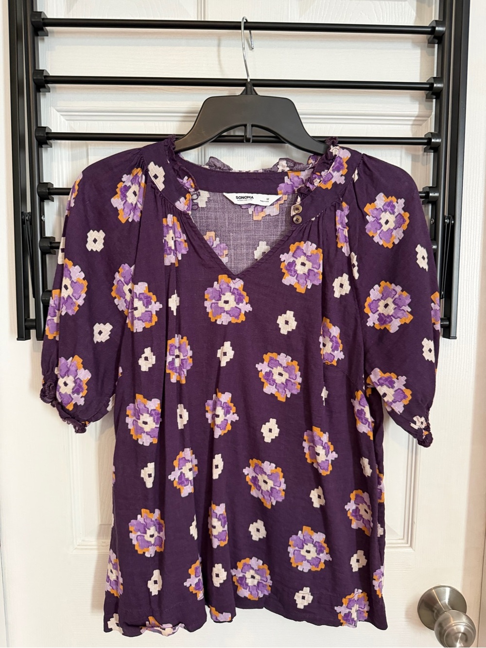 Sonoma Purple Floral Peasant Blouse